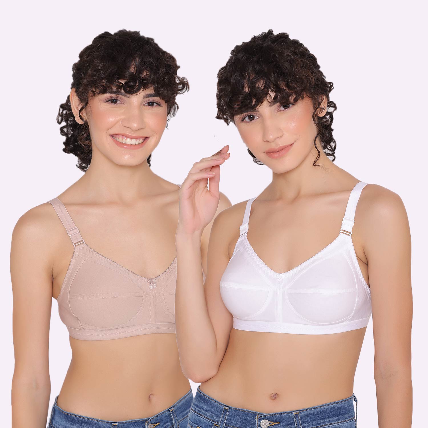 Buy INKURV Women's Full Coverage Cotton Bra, Non-Padded, Non-Wired Everyday  wear with Detachable Straps- Single (Pink_30B) at