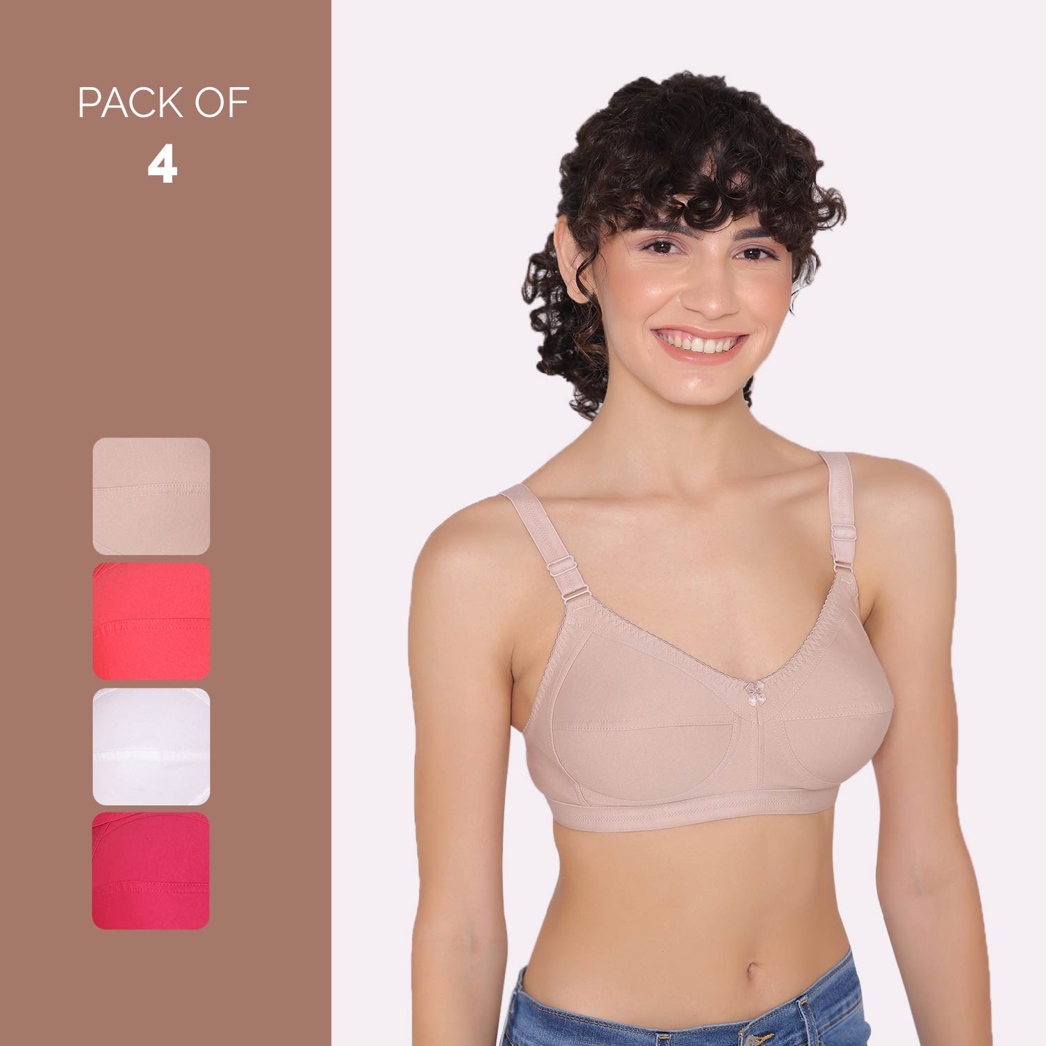 Women's full coverage cotton bra (Pack of 4) -BELLA