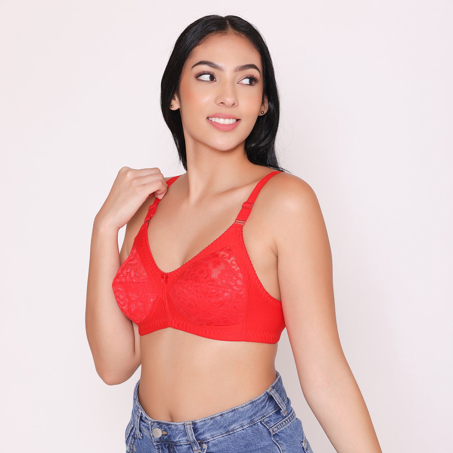  Womens Balconette Bra Plus Size Full Coverage Tshirt  Seamless Underwire Bras Back Smoothing Red Revelry 36C