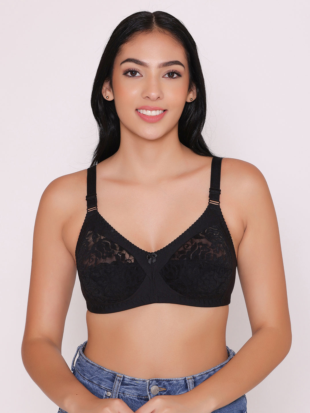 Buy INKURV Women's Full Coverage Net Bra with Stretchable Cotton Blend  Lining Combo of 2 (Black_Black_30B) at