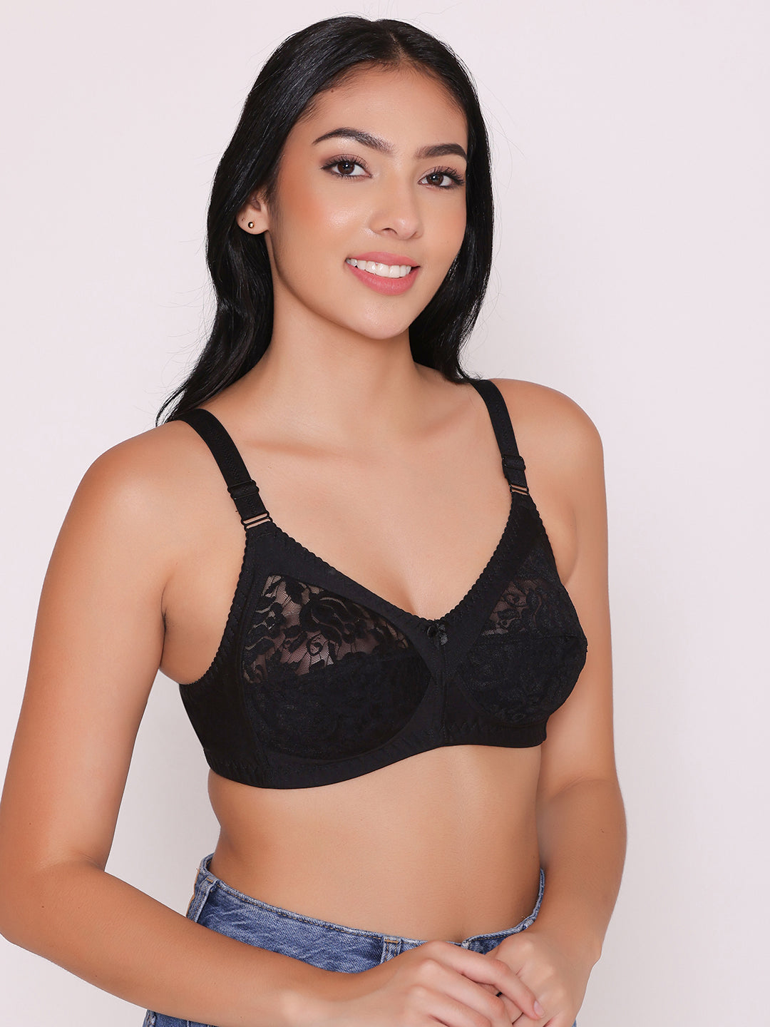 Buy Ritu Creation Women Cotton Fabric Full Coverage Non-Padded Non-Wired  Adjustable Straps Everyday Bra, Color- Black, Size 32, C Cup, Pack of 2 Bra  at