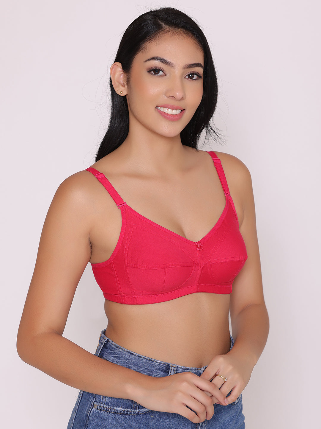 Women's Cotton Soft Padded Non-Wired Regular Bra (Red Pack of