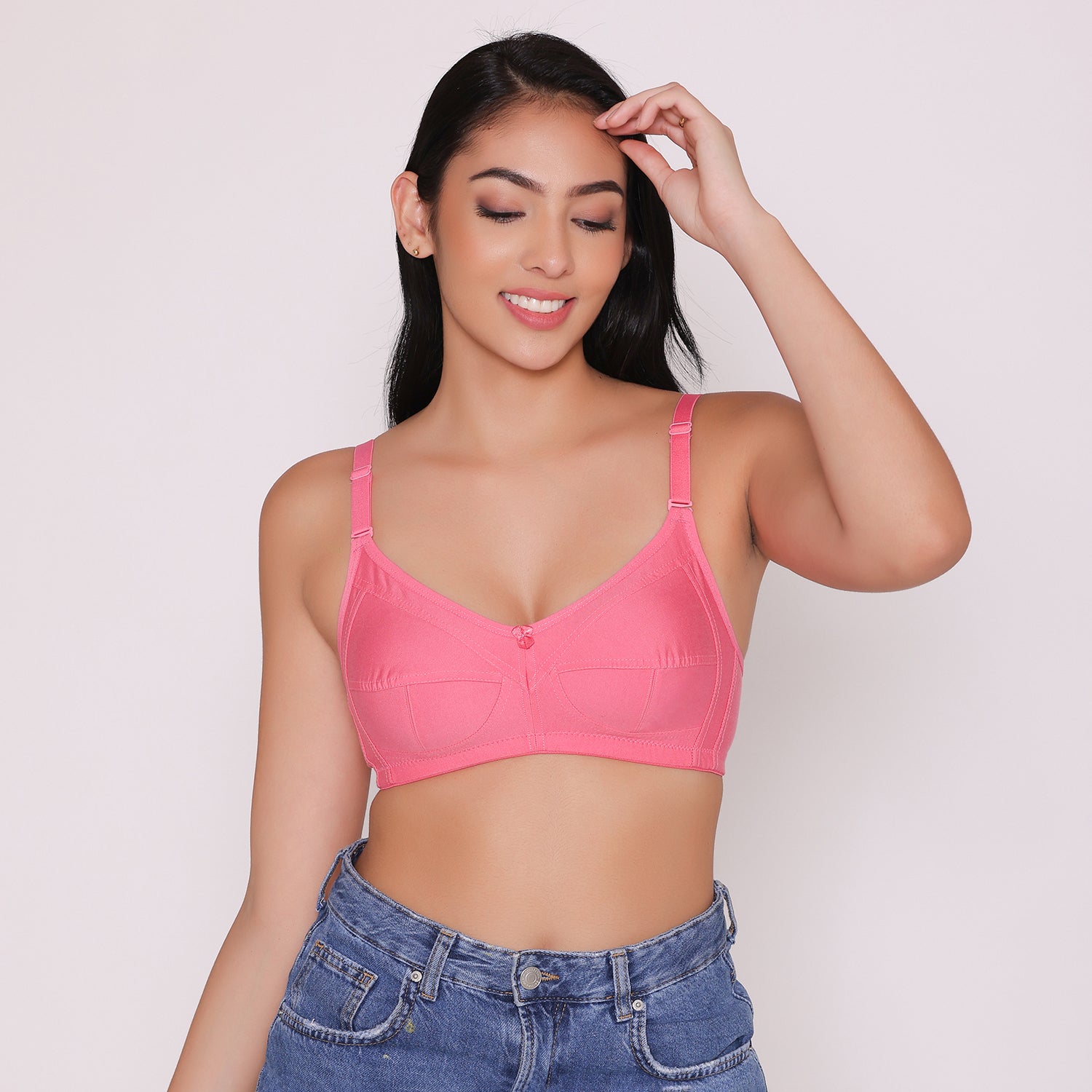 Buy Non-Padded Non-Wired Full Coverage T-Shirt Bra in Pink