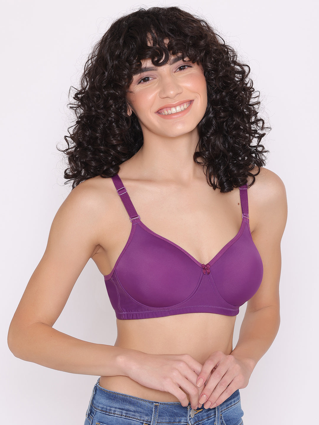 Buy Vanila Single Layered Non-Wired Full Coverage T-Shirt Bra - Purple at  Rs.799 online