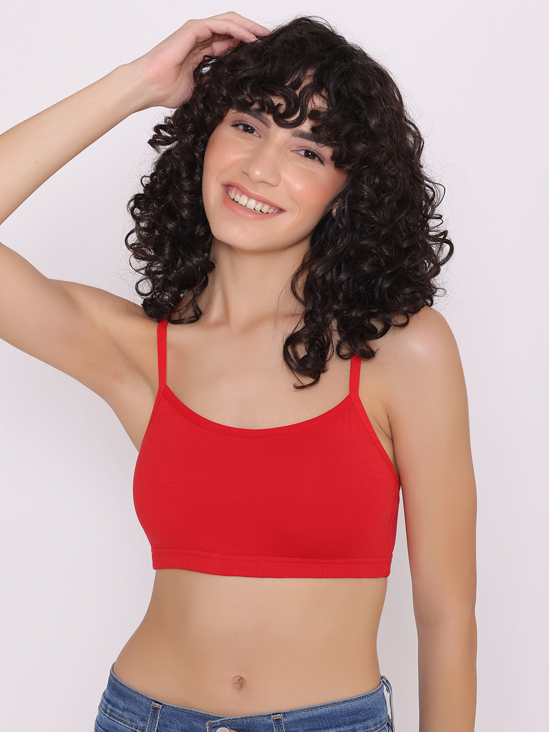 Tshirt Seamless Non Padded Bra Cotton Double Layer Red Bra for Girls (Pack  of 2)