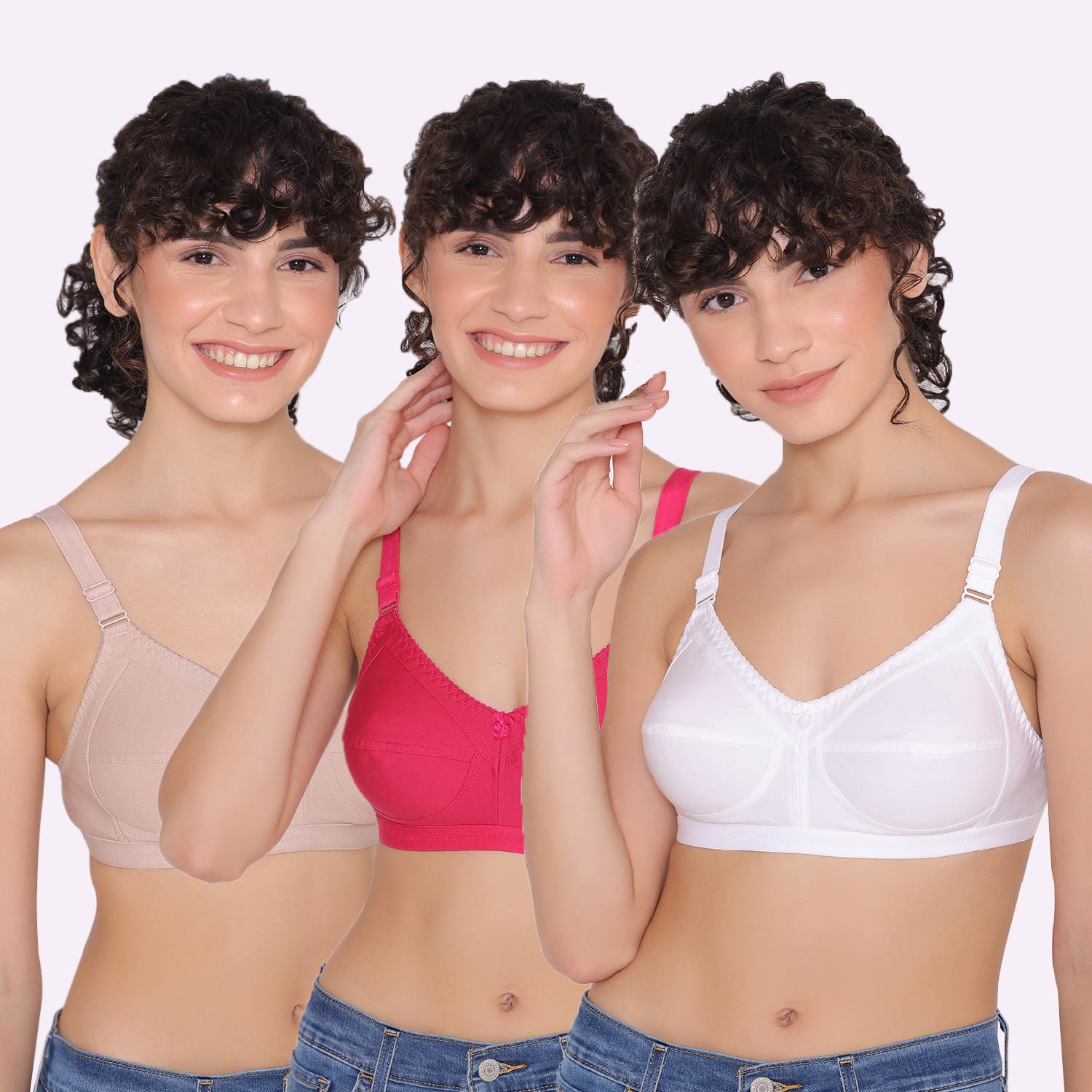 Women's full coverage cotton bra (Pack of 3) -BELLA INKURV