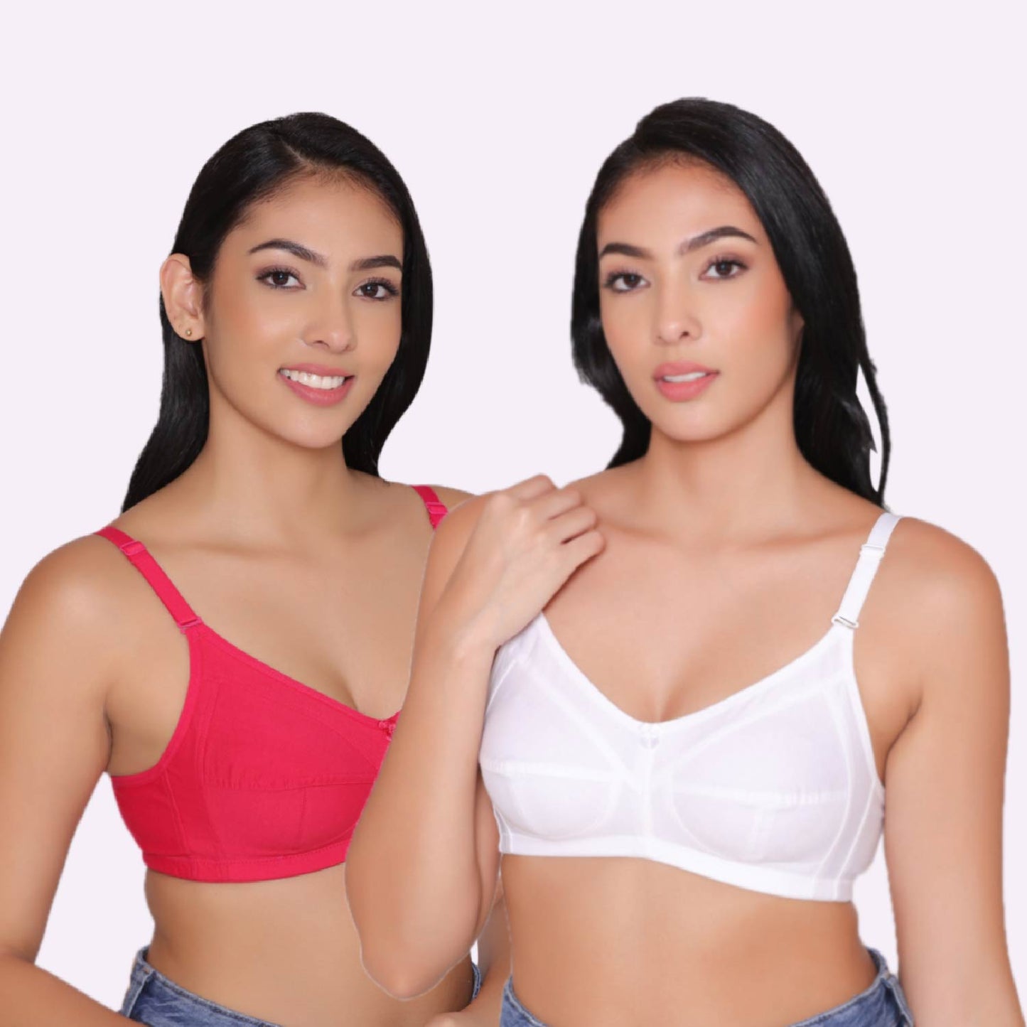 Buy SONA Women Bee-Heart Cotton Non-Padded Non-Wired Full Coverage Daily  Use Regular Bra (White_Pack of 1_30B) at