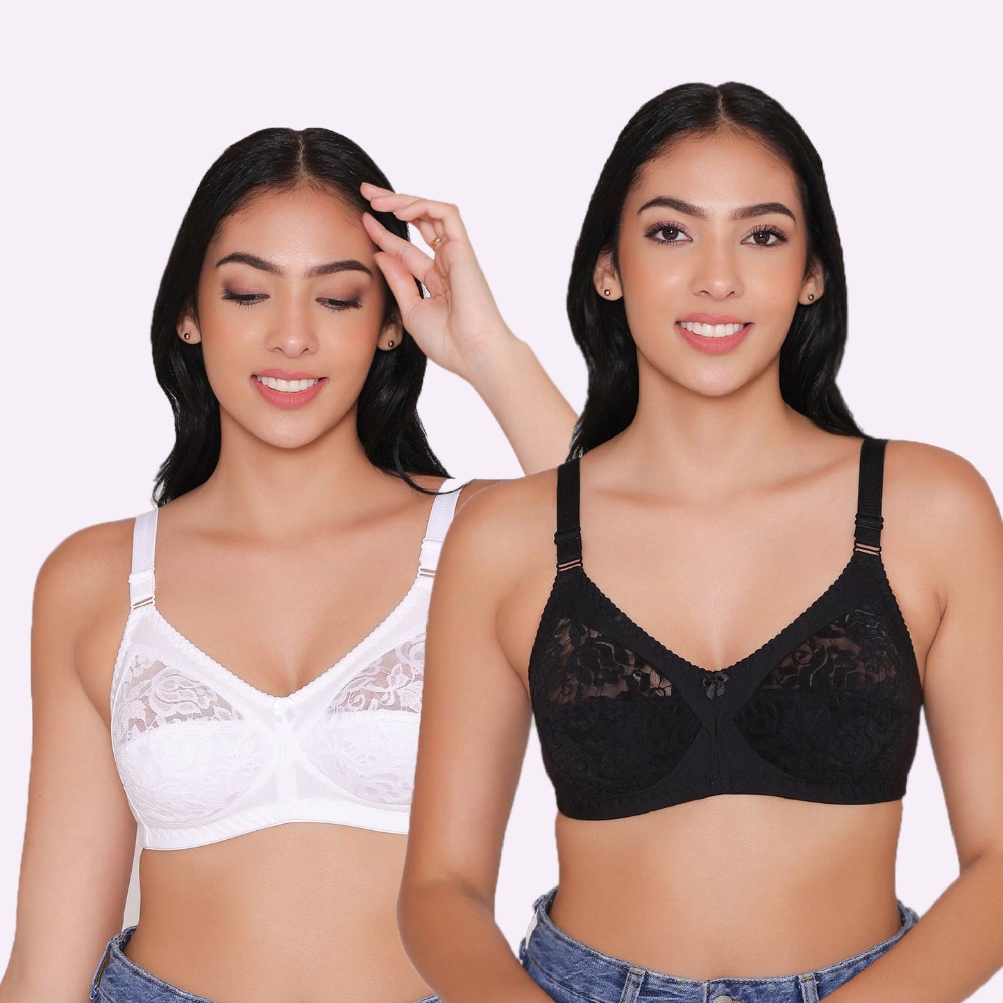 Buy INKURV Full Coverage Bra for Women, Non Padded, Non Wired, Rich  Micro Cotton Fabric, Everyday Bra for Heavy Support, Floral Design  Regular Bra - Combo of 3 Thea