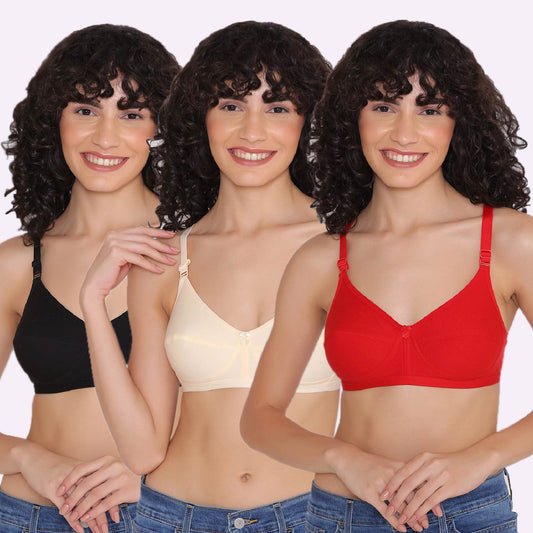 Women's Non Padded Non-Wired Regular Bra (Pack of 3)-ZOE INKURV