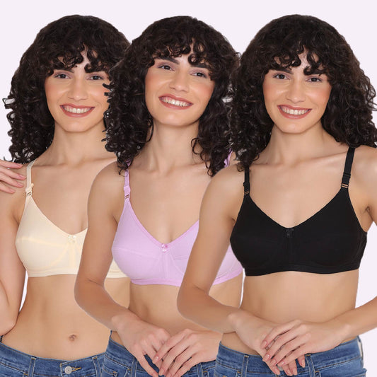 Women's Non Padded Non-Wired Regular Bra (Pack of 3)-ZOE INKURV