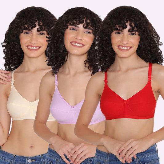 Women's Non Padded Non-Wired Regular Bra (Pack of 3)-ZOE INKURV