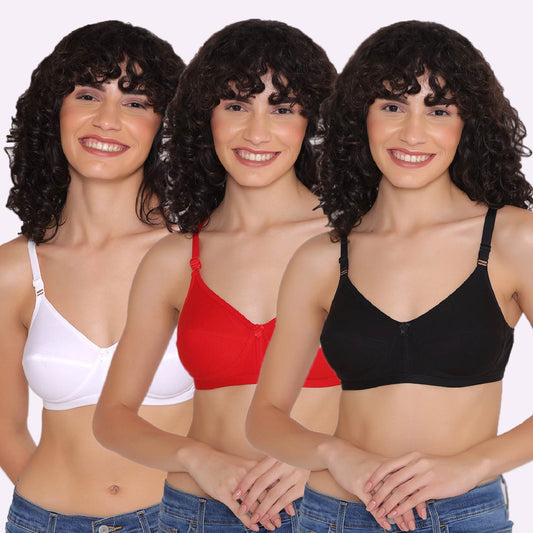 Women's Non Padded Non-Wired Regular Bra (Pack of 3)-ZOE INKURV