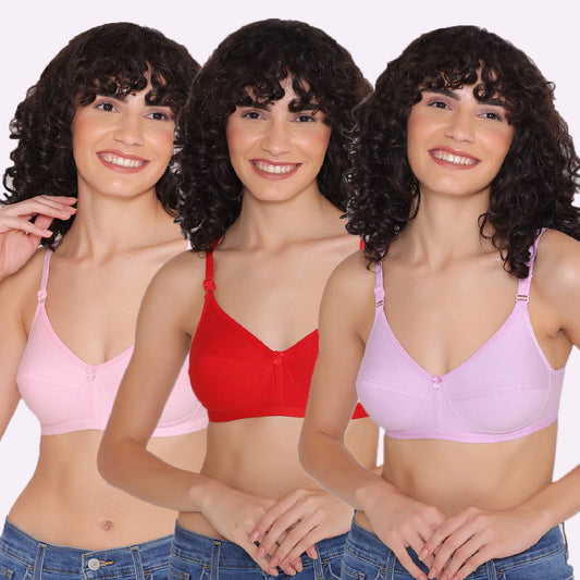 Women's Non Padded Non-Wired Regular Bra (Pack of 3)-ZOE INKURV