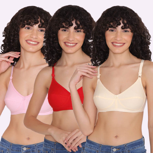 Women's Non Padded Non-Wired Regular Bra (Pack of 3)-ZOE INKURV