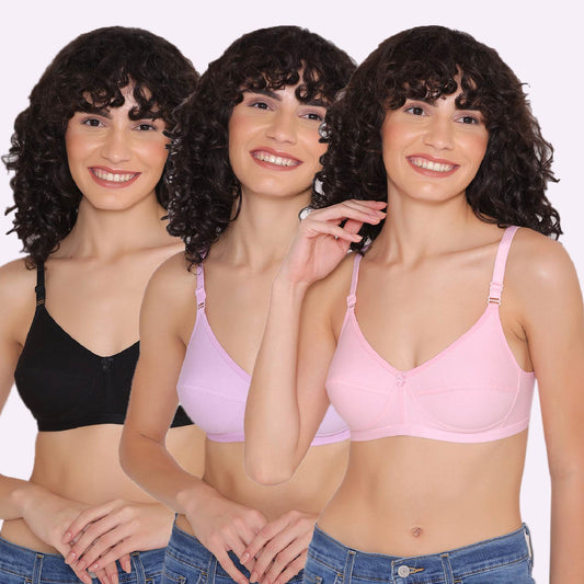 Women's Non Padded Non-Wired Regular Bra (Pack of 3)-ZOE INKURV